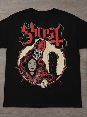 Ghost Graphic T-Shirt Black Gothic Metal Rock Skeleton Horror Unisex Tee